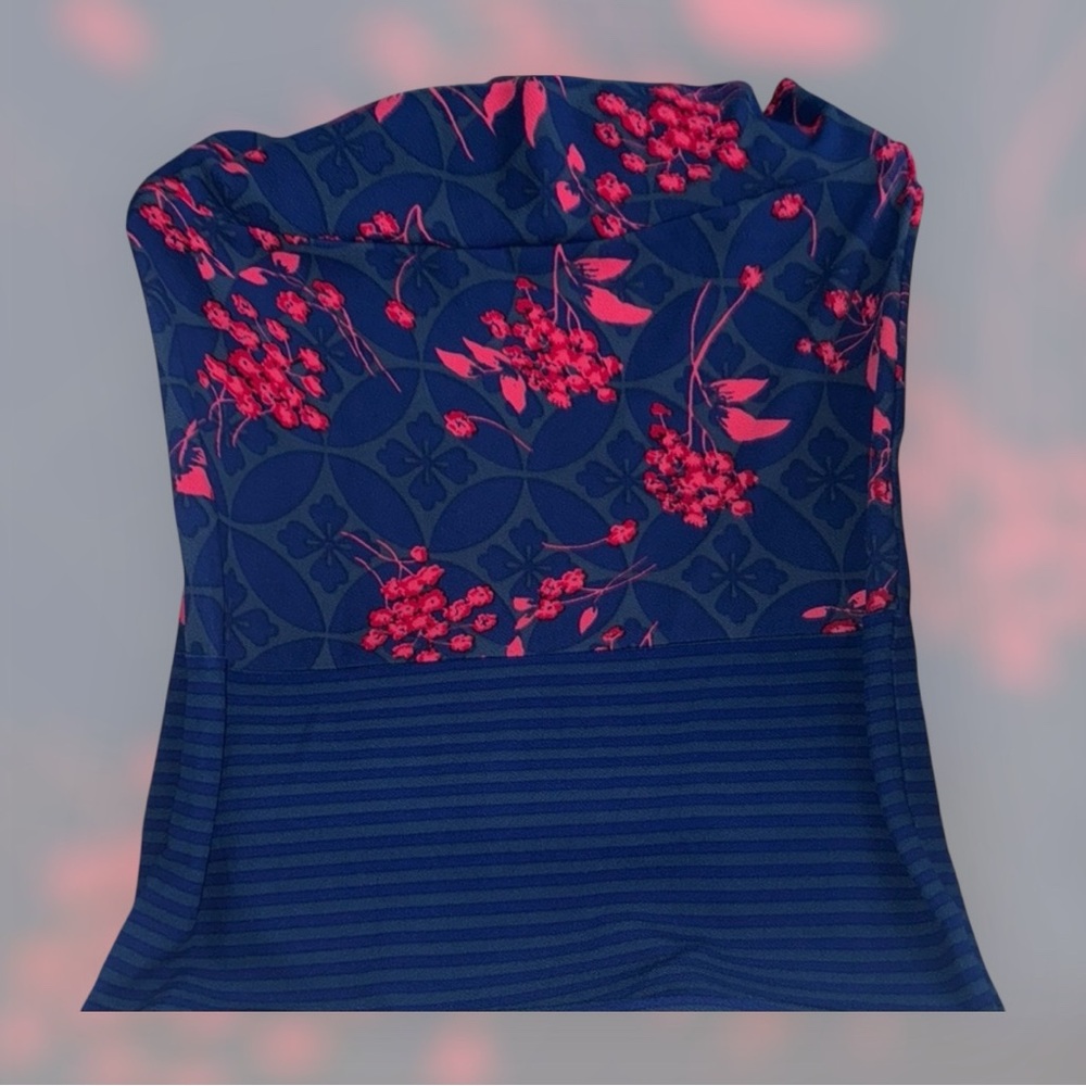 LuLaRoe NWT Floral Blue and Pink Women's Midi Skirt - Picture 6 of 6